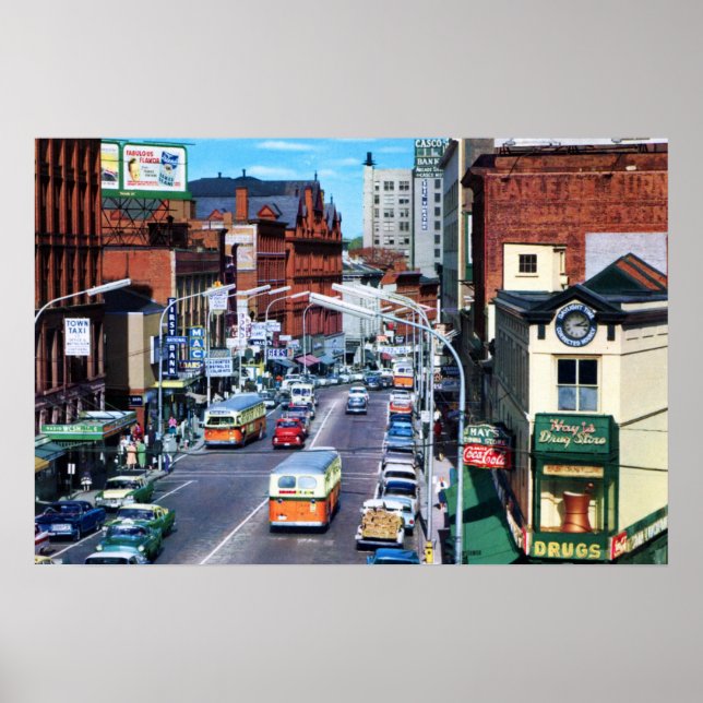 Portland, Maine Congress Street um 1960 Poster (Vorne)