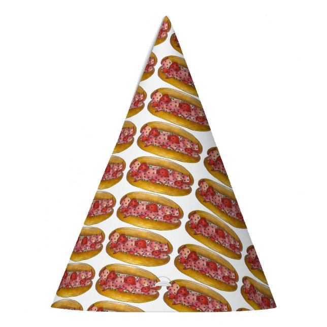 Portland Maine Humster Roll Sandwich Meeresfrüchte Partyhütchen (Links)