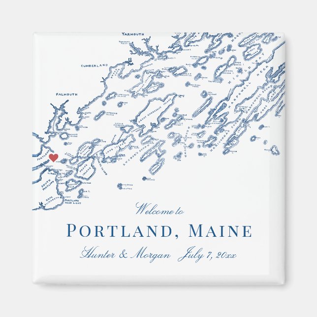 Portland Maine Karte Elegant Wedding Gevor Magnet (Vorne)