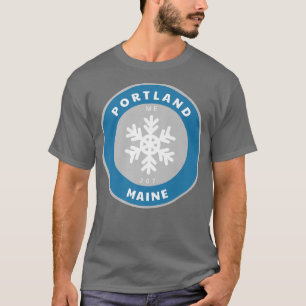 Portland Maine ME Winter Schnee Schneeflocke Abzei T-Shirt