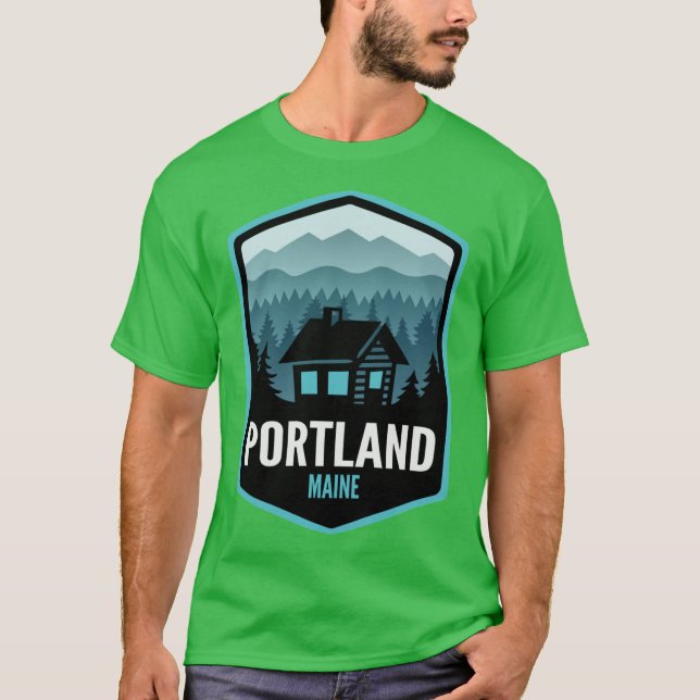 Portland Maine Mountain Town Cabin T-Shirt (Vorderseite)