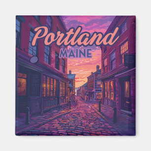 Portland Maine Old Port Kopfsteinpflaster Vintage Magnet