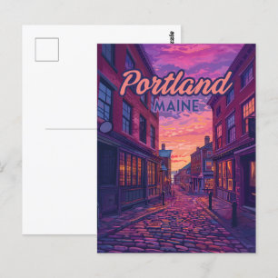 Portland Maine Old Port Kopfsteinpflaster Vintage Postkarte