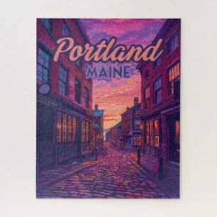 Portland Maine Old Port Kopfsteinpflaster Vintage Puzzle