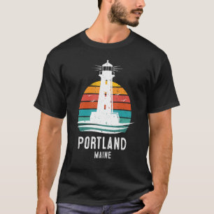 Portland Maine Retro Vintages Leuchtturm Idee 2 T-Shirt