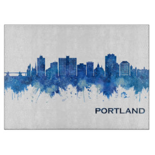 Portland Maine Skyline Blue Schneidebrett