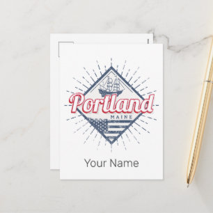 Portland Maine Stadt Vereinigte Staaten Vintage US Feiertagspostkarte