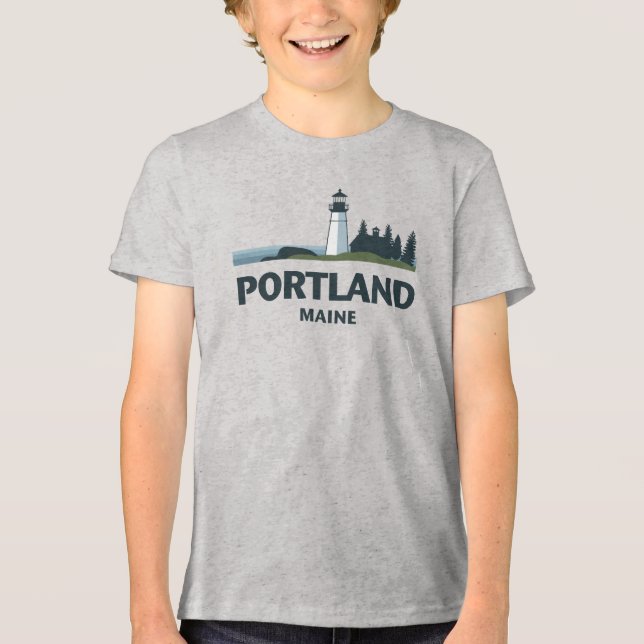 Portland Maine Vereinigte Staaten Tri-Blend Shirt (Vorderseite)