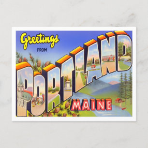 Portland, Maine Vintage Große Buchstaben Postkarte