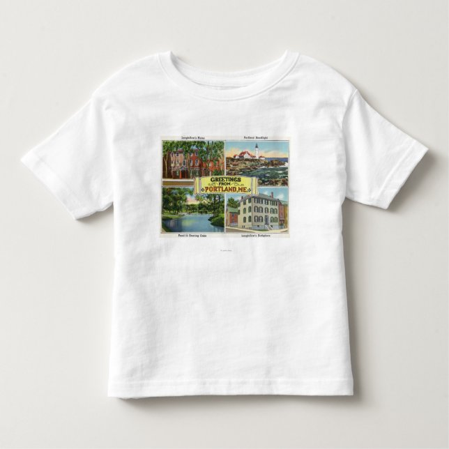 Portland, MaineGreetings von mit landschaftlichem Kleinkind T-shirt (Vorderseite)