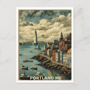 Portland ME Abstrakt Graphic Art Design Inspiriert Postkarte