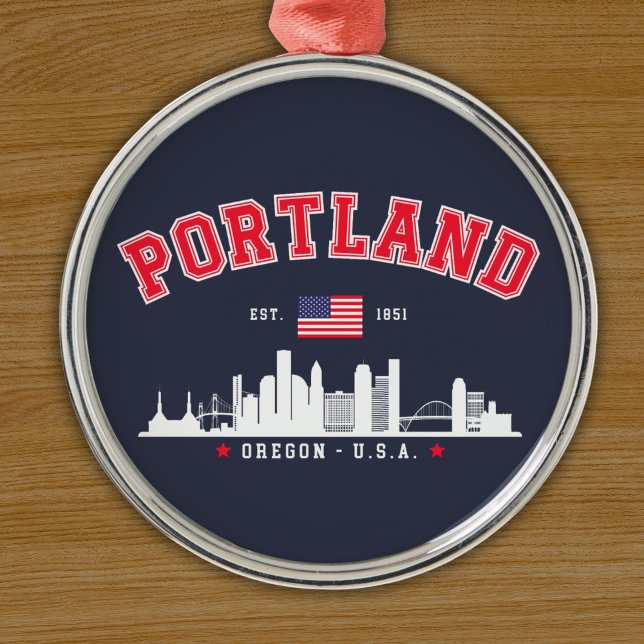 Portland Modern Skyline city Ornament Aus Metall (Von Creator hochgeladen)