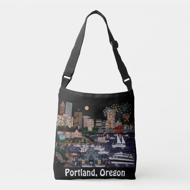 Portland @ Night Tote Bag Tragetaschen Mit Langen Trägern (Vorderseite)