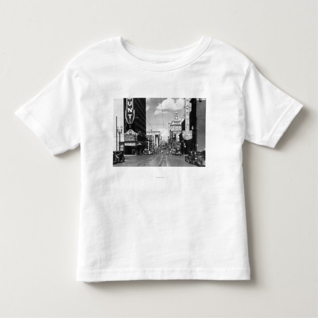 Portland ODER Ansicht von Broadway schauend Nord Kleinkind T-shirt (Vorderseite)