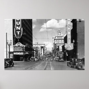 Portland ODER Ansicht von Broadway schauend Nord Poster