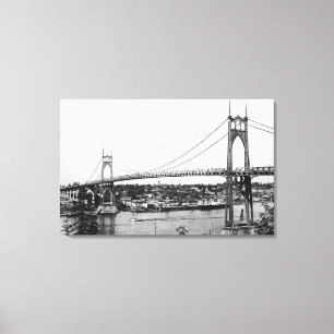 Portland, ODER Aussicht auf die St. John Bridge üb Leinwanddruck