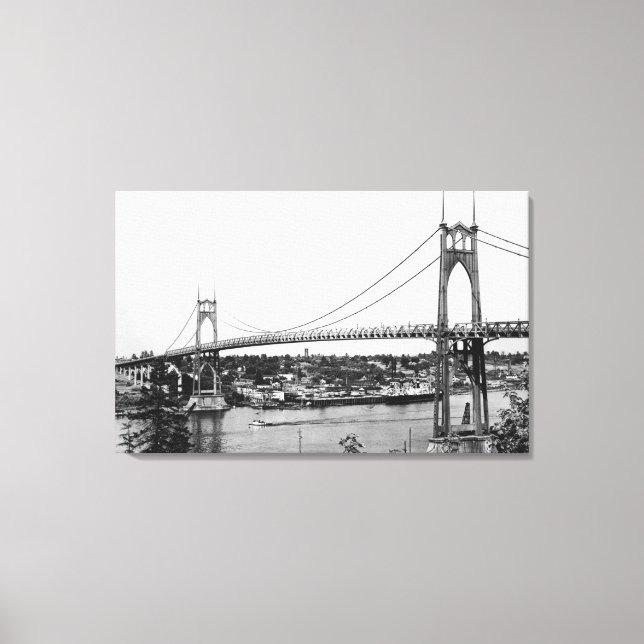 Portland, ODER Aussicht auf die St. John Bridge üb Leinwanddruck (Vorderseite)