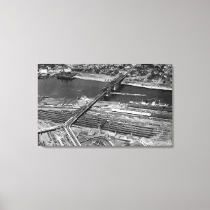 Portland, oder Broadway Bridge und Depot Leinwanddruck