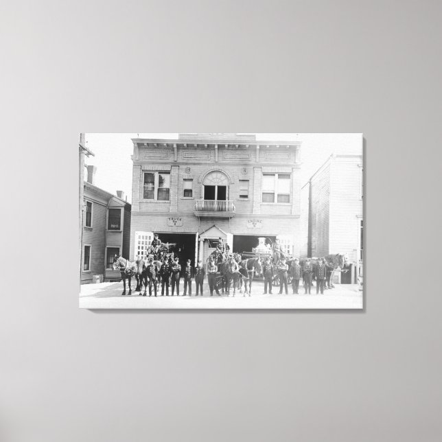 Portland, oder Feuerwehrpferd Gezeichnet und Männe Leinwanddruck (Vorderseite)