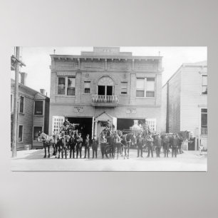 Portland, oder Feuerwehrpferd Gezeichnet und Männe Poster