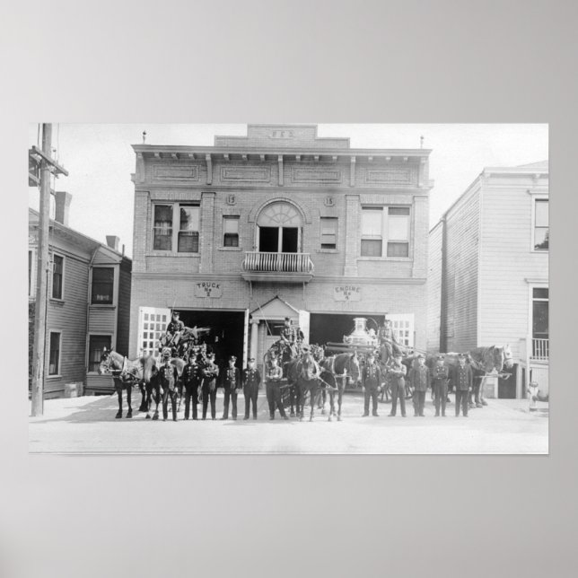 Portland, oder Feuerwehrpferd Gezeichnet und Männe Poster (Vorne)