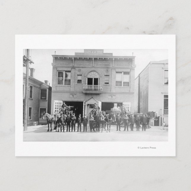 Portland, oder Feuerwehrpferd Gezeichnet und Männe Postkarte (Vorderseite)