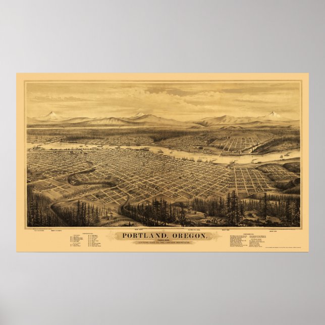 Portland, ODER Panoramablick - 1879 Poster (Vorne)