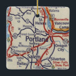 Portland ODER Vintage Karte Keramikornament<br><div class="desc">Portland Oregon Weihnachtsschmuck mit Vintager ODER Straßenkarte aus dem Jahr 1955.</div>