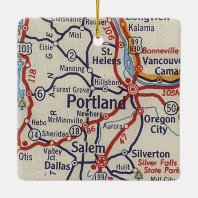 Portland ODER Vintage Karte Keramikornament (Rückseite)