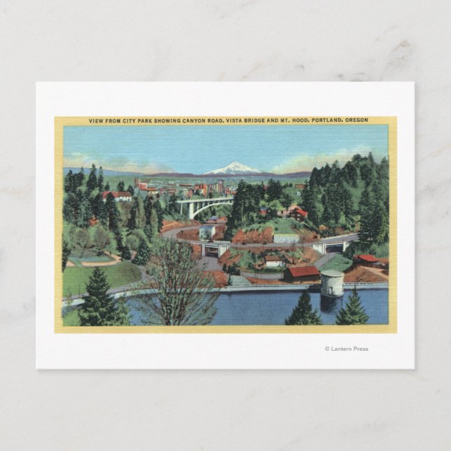 Portland, OR - Aussicht vom Stadtpark Postkarte (Vorderseite)