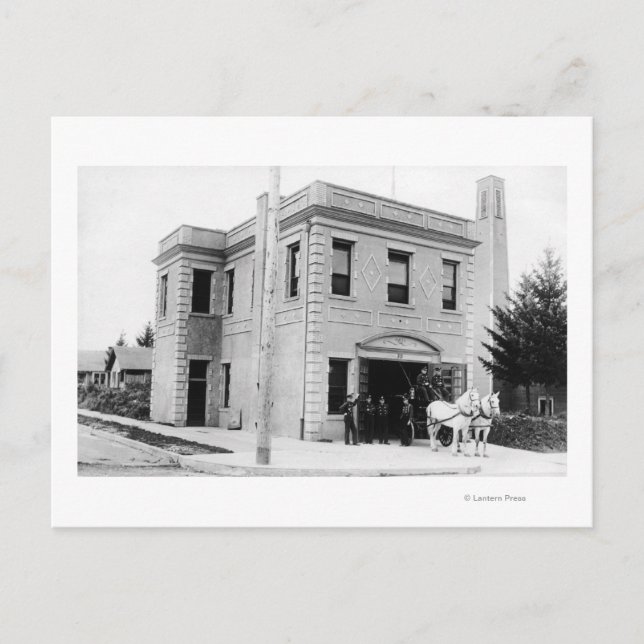 Portland, OR Fire Station #30 Pferdekart Postkarte (Vorderseite)