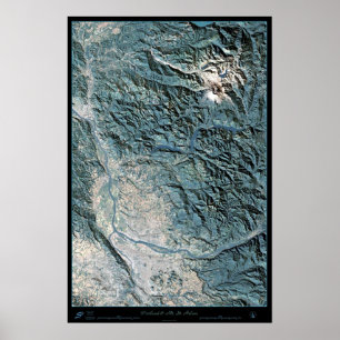 Portland, OR & Mt. St. Helens satellite poster