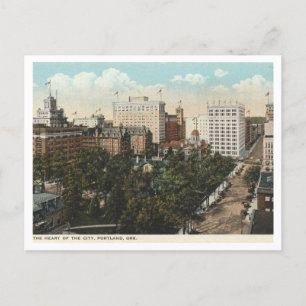Portland OR, Panorama Downtown 1920er Vintag Style Postkarte