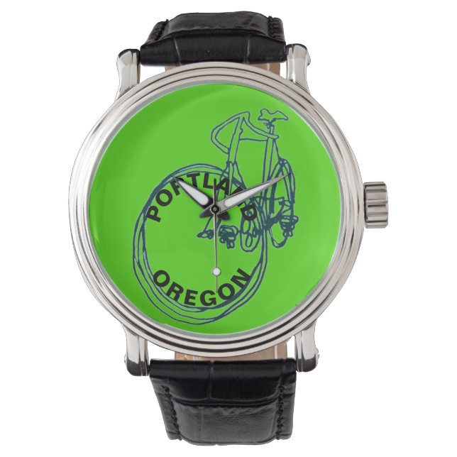 Portland Oregon Bicycle Mens Watch Armbanduhr (Vorderseite)