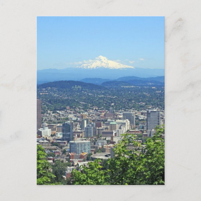 Portland, Oregon City und Aussicht auf die Berge Postkarte (Vorderseite)