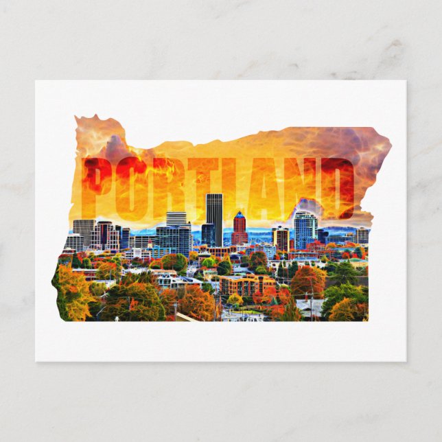 Portland Oregon Cityscape in der Karten-Kontur Postkarte (Vorderseite)