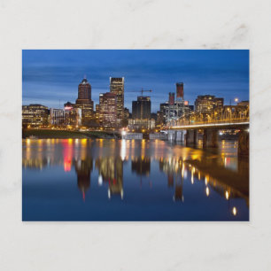 Portland Oregon Downtown at Blue Hour Postcard Postkarte