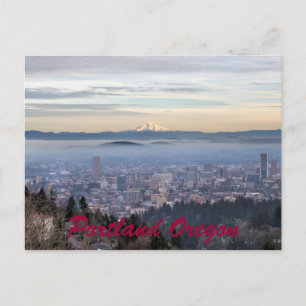 Portland Oregon Downtown Foggy Cityscape Skyline Postkarte