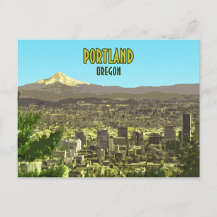 Portland Oregon Downtown Mt. Hood Vintage Postkarte