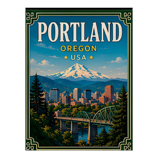 🌲 Portland Oregon Erinnerung von Mountain View 🌲 Poster (Vorderseite)