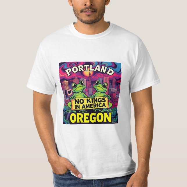 Portland Oregon Frogs No Kings in America T-Shirt (Vorderseite)