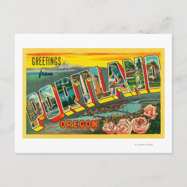 Portland, Oregon, Große Buchstabenszenen Postkarte (Vorderseite)