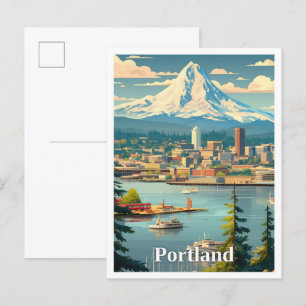 Portland Oregon Kunst Vintage Reiseillustration Postkarte