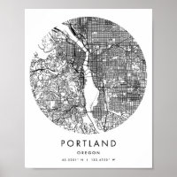 Portland Oregon Minimal Modern Circle Street Karte