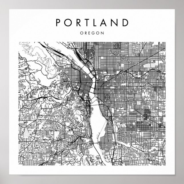 Portland Oregon Minimal Modern Street Karte Poster (Vorne)