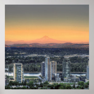 Portland Oregon Mount Hood South Waterfront Poster