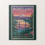 Portland Oregon Mount Hood Travel Vintag Puzzle<br><div class="desc">Portland Retrovektor Reise Design. Mit atemberaubender Aussicht auf den Monte Hood,  unzähligen Parks und einzigartigen Vierteln ist es ein Top-Ziel für Öko-bewusste Reisende und Stadtforscher gleichermaßen.</div>