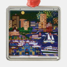 Portland Oregon @ Night Silbernes Ornament