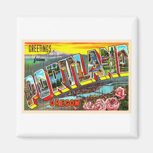 Portland Oregon ODER Vintager Großbuchstabe Postka Magnet