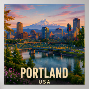 Portland Oregon Pazifik Nordwest Stadtansichten Poster